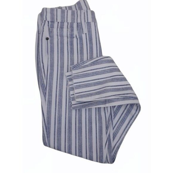 FRAME Le Skinny de Jeanne Crop Women's Preppy Blue Stripe Raw Hem Jeans Size 25 - Picture 5 of 8